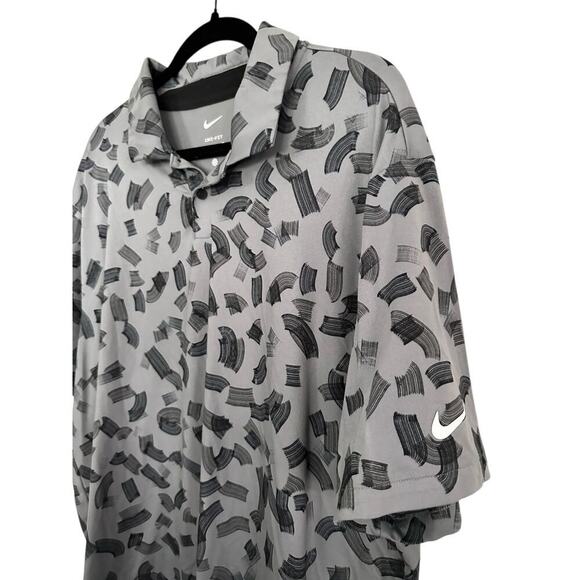 Nike Men's Tour Dri-FIT Smoke Gray Rake Lines AOP Golf Polo Shirt Size XL - Picture 7 of 8